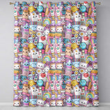 Cute Kawaii School Supplies Science Art Cute Pattern Purple Background  Readymade Eyelet Ring Top Thermal 100% Blackout Curtains