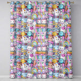 Cute Kawaii School Supplies Science Art Cute Pattern Blue Background  Readymade Eyelet Ring Top Thermal 100% Blackout Curtains