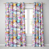 Cute Kawaii School Supplies Science Art Cute Pattern Blue Background  Readymade Eyelet Ring Top Thermal 100% Blackout Curtains