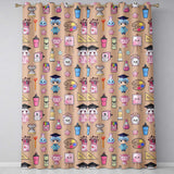 Cute Kawaii Graduate Boy Science Art Supplies Seamless Pattern Peach Background  Readymade Eyelet Ring Top Thermal 100% Blackout Curtains