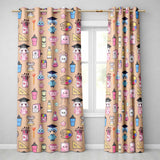 Cute Kawaii Graduate Boy Science Art Supplies Seamless Pattern Peach Background  Readymade Eyelet Ring Top Thermal 100% Blackout Curtains