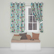 Cute Kawaii Graduate Boy Science Art Supplies Seamless Pattern Mint Background  Readymade Eyelet Ring Top Thermal 100% Blackout Curtains