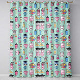 Cute Kawaii Graduate Boy Science Art Supplies Seamless Pattern Mint Background  Readymade Eyelet Ring Top Thermal 100% Blackout Curtains