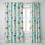 Cute Kawaii Graduate Boy Science Art Supplies Seamless Pattern Mint Background  Readymade Eyelet Ring Top Thermal 100% Blackout Curtains