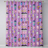 Cute Kawaii Graduation School Science Art Supplies  Pattern Purple Background  Readymade Eyelet Ring Top Thermal 100% Blackout Curtains