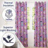 Cute Kawaii Graduation School Science Art Supplies  Pattern Purple Background  Readymade Eyelet Ring Top Thermal 100% Blackout Curtains