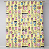 Cute Kawaii Graduation School Science Art Supplies  Pattern Yellow Background  Readymade Eyelet Ring Top Thermal 100% Blackout Curtains