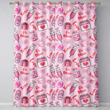 Cute Kawaii Valentine Love Hearts Syringe Gift Calendar   Pink Background  Readymade Eyelet Ring Top Thermal 100% Blackout Curtains