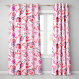 Cute Kawaii Valentine Love Hearts Syringe Gift Calendar   Pink Background  Readymade Eyelet Ring Top Thermal 100% Blackout Curtains