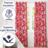 Cute Kawaii Valentine Love Hearts Syringe Gift Calendar  Pattern Red Background  Readymade Eyelet Ring Top Thermal 100% Blackout Curtains