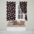 Romantic Couple Kissing Floral Bouquet Hearts Seamless Pattern Black Background  Readymade Eyelet Ring Top Thermal 100% Blackout Curtains