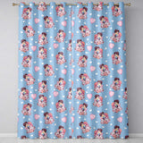 Romantic Couple Kissing Floral Bouquet Hearts Seamless Pattern Blue Background  Readymade Eyelet Ring Top Thermal 100% Blackout Curtains