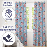 Romantic Couple Kissing Floral Bouquet Hearts Seamless Pattern Blue Background  Readymade Eyelet Ring Top Thermal 100% Blackout Curtains