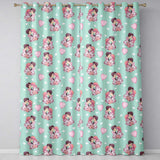 Romantic Couple Kissing Floral Bouquet Hearts  Pattern Mint Green Background  Readymade Eyelet Ring Top Thermal 100% Blackout Curtains