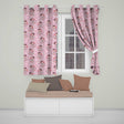 Romantic Couple Kissing Floral Bouquet Hearts  Pattern Soft Pink Background  Readymade Eyelet Ring Top Thermal 100% Blackout Curtains