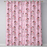 Romantic Couple Kissing Floral Bouquet Hearts  Pattern Soft Pink Background  Readymade Eyelet Ring Top Thermal 100% Blackout Curtains