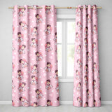 Romantic Couple Kissing Floral Bouquet Hearts  Pattern Soft Pink Background  Readymade Eyelet Ring Top Thermal 100% Blackout Curtains