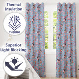 Cute Love  Couple Gifts Cakes Teddy Bear Seamless Pattern Blue Background  Readymade Eyelet Ring Top Thermal 100% Blackout Curtains