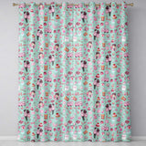 Cute Love  Couple Gifts Cakes Teddy Bear  Pattern Mint Green Background  Readymade Eyelet Ring Top Thermal 100% Blackout Curtains