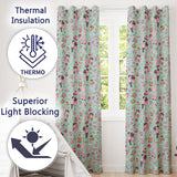 Cute Love  Couple Gifts Cakes Teddy Bear  Pattern Mint Green Background  Readymade Eyelet Ring Top Thermal 100% Blackout Curtains