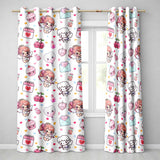 Cute Cupid Angels Hearts Sweets Balloon Love Elements   Light Grey Background  Readymade Eyelet Ring Top Thermal 100% Blackout Curtains