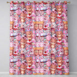 Cute Teddy Bear Cupcake Candy Hearts Romantic Collage Seamless Pattern  Readymade Eyelet Ring Top Thermal 100% Blackout Curtains