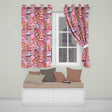 Cute Teddy Bear Cupid Cakes Hearts Flowers Valentine Kawaii   Red Background  Readymade Eyelet Ring Top Thermal 100% Blackout Curtains