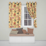 Cute Gingerbread Man Christmas Tree Candy Cane Holiday   Yellow Background  Readymade Eyelet Ring Top Thermal 100% Blackout Curtains