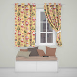 Cute Santa Claus Mrs Claus Snowman Christmas Gift Candy Cane  Yellow Background  Readymade Eyelet Ring Top Thermal 100% Blackout Curtains