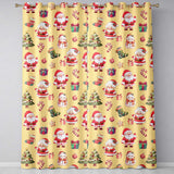 Cute Santa Claus Mrs Claus Snowman Christmas Gift Candy Cane  Yellow Background  Readymade Eyelet Ring Top Thermal 100% Blackout Curtains