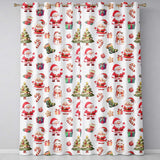 Cute Santa Claus Mrs Claus Snowman Christmas Gift Candy Cane   White Background  Readymade Eyelet Ring Top Thermal 100% Blackout Curtains