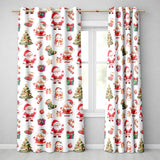 Cute Santa Claus Mrs Claus Snowman Christmas Gift Candy Cane   White Background  Readymade Eyelet Ring Top Thermal 100% Blackout Curtains