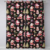 Cute Santa Claus Mrs Claus Snowman Christmas Gift Candy Cane   Black Background  Readymade Eyelet Ring Top Thermal 100% Blackout Curtains