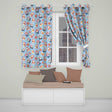 Cute Snowman Snow Globe Poinsettia Flower Christmas  Pattern Blue Background  Readymade Eyelet Ring Top Thermal 100% Blackout Curtains