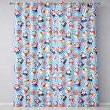 Cute Snowman Snow Globe Poinsettia Flower Christmas  Pattern Blue Background  Readymade Eyelet Ring Top Thermal 100% Blackout Curtains