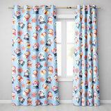 Cute Snowman Snow Globe Poinsettia Flower Christmas  Pattern Blue Background  Readymade Eyelet Ring Top Thermal 100% Blackout Curtains