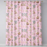 Cute Woodland Animals Koala Kangaroo Bear Floral  Pattern Blush Pink Background  Readymade Eyelet Ring Top Thermal 100% Blackout Curtains