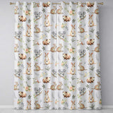 Cute Woodland Animals Koala Kangaroo Bear Floral  Pattern Mauve Background  Readymade Eyelet Ring Top Thermal 100% Blackout Curtains