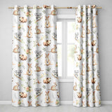 Cute Woodland Animals Koala Kangaroo Bear Floral  Pattern Mauve Background  Readymade Eyelet Ring Top Thermal 100% Blackout Curtains