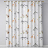 Cute Safari Animals Giraffe Lion Zebra Parrot Seamless Pattern Beige Background  Readymade Eyelet Ring Top Thermal 100% Blackout Curtains
