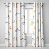 Cute Safari Animals Giraffe Lion Zebra Parrot Seamless Pattern Beige Background  Readymade Eyelet Ring Top Thermal 100% Blackout Curtains