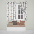 Cute Safari Animals Giraffe Lion Zebra Parrot  Pattern Grey Background  Readymade Eyelet Ring Top Thermal 100% Blackout Curtains
