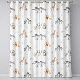 Cute Safari Animals Giraffe Lion Zebra Parrot  Pattern Grey Background  Readymade Eyelet Ring Top Thermal 100% Blackout Curtains