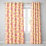 Pink Daisy Floral Pattern with Yellow Centers on Grey Background  Pattern  Readymade Eyelet Ring Top Thermal 100% Blackout Curtains