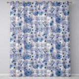 Soft Blue Toned Floral Bouquet Seamless Pattern with Roses Peonies and Daisies  Readymade Eyelet Ring Top Thermal 100% Blackout Curtains