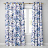 Soft Blue Toned Floral Bouquet Seamless Pattern with Roses Peonies and Daisies  Readymade Eyelet Ring Top Thermal 100% Blackout Curtains