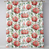 Coral Protea Flowers with Green Leaves Seamless Botanical Pattern  Readymade Eyelet Ring Top Thermal 100% Blackout Curtains