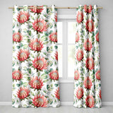 Coral Protea Flowers with Green Leaves Seamless Botanical Pattern  Readymade Eyelet Ring Top Thermal 100% Blackout Curtains