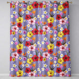 Tropical Hibiscus Bird of Paradise Seamless Pattern Purple Background  Readymade Eyelet Ring Top Thermal 100% Blackout Curtains