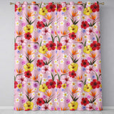 Tropical Hibiscus Bird of Paradise Seamless Pattern Blush Background  Readymade Eyelet Ring Top Thermal 100% Blackout Curtains
